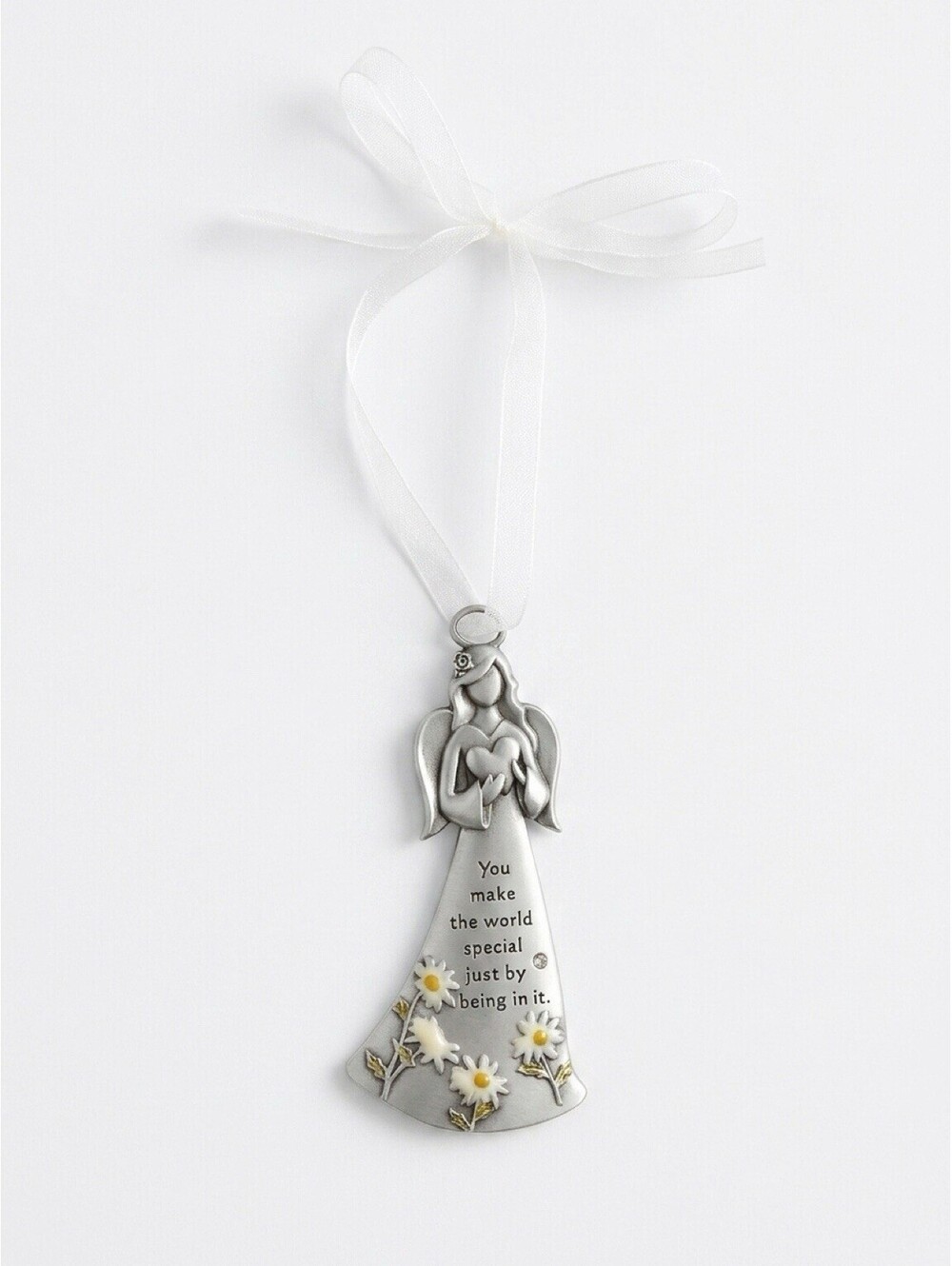 Angel Ornament You Make the World Special Daisy Flower Inspirational Gift